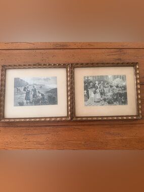 Vintage French Engraving Prints Pair M. Duplan Orleans Coastal And Market Scene